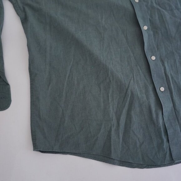Vintage Pierre Cardin Olive Green Cotton Blend Button Up Dress Shirt 17 34/35 - Picture 7 of 10